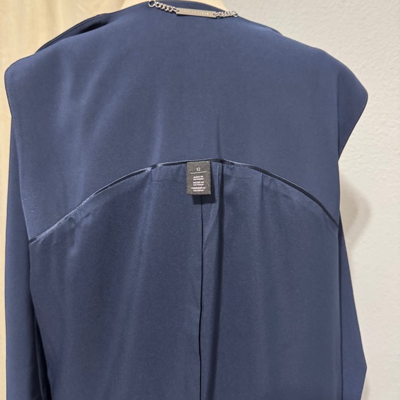 White House Black Market Women Navy Blue Sleeveless Open Tuxedo Lined Vest Sz 12 - Picture 10 of 14